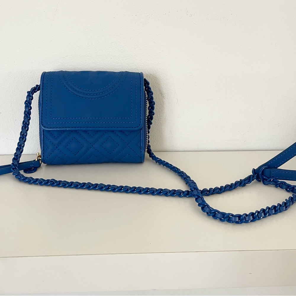 Tory Burch Fleming Blue Wallet Crossbody Bag
